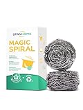 STANHOME | Spirale Disincrostante Multiuso MAGIC SPIRAL x 2, Rimuove le Incrostazioni Senza Graffiare, in Acciaio Inossidabile, Confezione da 2 Spugne Magiche