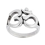 Silverly Anello Argento .925 Lucido Spesso Om Aum Ohm Simbolo Indiano