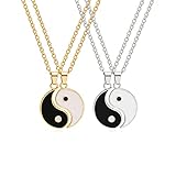 Mnixy MoK 4 Pezzi Collana Yin Yang, Yin Yang Tai Chi Collana, Ciondolo Taichi, per Donna, Uomo, Amicizia, Amore, Famiglia, Regalo, Gioielli,2.6 x 1.5 cm