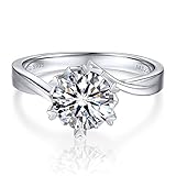 MomentWish Anelli Donna, 1 Carato Anello di Fidanzamento Moissanite VVS1 D Colore Anello di Eternità S925 Argento anelli Regalo di nozze per Donna Sposa Anello Dimensione58