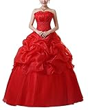 ShiFan Eleganti Abito da Sposa Senza Spalline del Pavimento-Lunghezza delle Donne Rosso XL