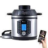 Masterpro FryCook 2 in 1 - Friggitrice ad Aria Elettrica Programmabile e Pentola a Pressione, 44 Funzioni Automatiche, 12 Programmi, 6L Acciaio Inox, 1500W