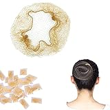 Retina per Capelli,25 per Chignon,Invisibili con Bordo Elastico, Maglia per Balletto, Danza, Infermiera e Così via (Giallo)