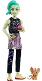 Monster High - Deuce Gorgon Bambola snodata, cucciolo e accessori, giacca di jeans pitonata, occhiali da sole colorati, set regalo, giocattolo per bambini 4+ Anni, HHK56