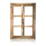 Blümelhuber Finestra decorativa vintage in stile rustico con cornice e 2 ante della finestra – Finestra decorativa da appendere senza vetro