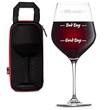 diVinto Bicchiere da vino Gigante Who Cares in Extreme Case, Good Day Bad Day, Grande 860ml, Regalo per Fidanzata Amanti del vino