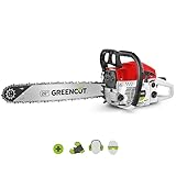 GREENCUT GS620X - Motosega a benzina con motore a 2 tempi 62cc da 3,8 CV con lama da 20  , Easy-Start, sistema antivibrazioni, tecnologia TRU-SHARP