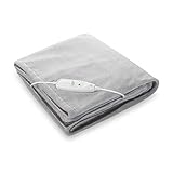 medisana Coperta elettrica HB 675 Cuddly XXL, lavabile, morbida coperta con spegnimento automatico, 4 livelli di temperatura, 200 x 150 cm, look reversibile a 2 colori, grigio/grigio scuro, 1 pezzo