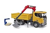 bruder 03551 - Scania Super 560R camion da cantiere con gru e 2 pallet, veicoli, veicolo da costruzione, camion con gru, camion, giocattoli 4+ anni