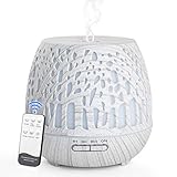 Simpeak Diffusore di Oli Essenziali 400 ml,Umidificatore Diffusore di Aromi con Luce LED per Casa e Ufficio, Camera da Letto - Legno Bianco