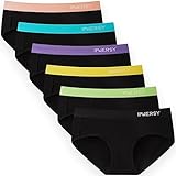 INNERSY Mutande Donna Cotone Vita Media Nero Intimo Elasticizzato Pack Slip Sportivi Pacco da 6 (M, Nero Sportivo)