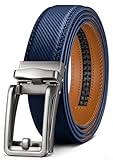 KEMISANT Cintura Uomo,Cintura Pelle a Cricchetto con Fibbia Automatica Per Uomo,Vestito Casual,Pantaloni,Jeans,Taglio Per Vestibilità,Blu Navy2691,110cm/30-36vita regolabile