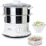 Tefal Vc1451 Vaporiera Convenient Series Inox, Timer Con Spegnimento Automatico, Livello Di Acqua Visibile, Capacità 6 L, Bianco