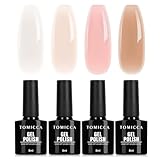 TOMICCA 4 Colori Smalto Gel Gommalacca Serie Nudo, Smalto UV Professionale, Smalto UV/LED da Inzuppare Regalo per Nail Studio Fai Da Te Casa, 8ML