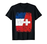 Bandiere Svizzera Francia | Mezza francese Swiss Roots Vintage Maglietta