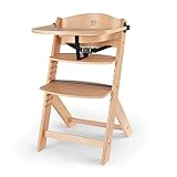 Kinderkraft Seggiolone Pappa in Legno ENOCK, Evolutivo, Multifunzionale, Sedia Ergonomica, Altezza Regolabile, Facile da Pulire, dai 6 Mesi ai 10 Anni, Naturale