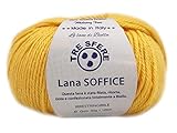 Gomitolo Lana Soffice Tre Sfere 50% Lana 50% Dralon +- 125 mt. ferri o unc. 4/5 Made in Italy (Giallo 331)