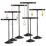 Ruicaifu 6 PCS Porta Orecchino, Espositore per Orecchini Gioielli Nero a Forma di T per Orecchini Organizzatore Gioielli Stand Collane Braccialetti Orecchini Anelli(Altezza:9cm/11cm/12cm)