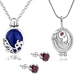 YouU Vampire Elena Gilbert Apertura Vervain Locket Collana con Ciondolo e Daywalking Katherine Collana con Ciondolo Collana con Ciondolo-Orecchini con Diamanti Blu Reale Rosso 3 Pezzi