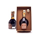 La Secchia Aceto Balsamico di Modena, Aceto Balsamico Tradizionale di Modena, Invecchiato Almeno 25 Anni, Bottiglia 100 ml con Tappo Dosatore in Vetro Soffiato, Confezione Regalo