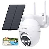 YESKANO Telecamera Wi-Fi Esterno Senza Fili Con Pannello Solare, 360° PTZ Videocamera Sorveglianza A Batteria, Visione Notturna A Colori, Rilevamento Umano/PIR con Allarme, 2 Vie Audio, 2.4GHz, IP66