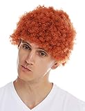 WIG ME UP - MMAS-9M-K9808 Parrucca Donna Uomo Carnevale Corti Folti Ricci Crespi Afro Testa crespa Rosso