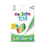 CARIOCA TITA, Matite Colorate, Set di Matite in Resina Esagonali, Pastelli per Bambini e Adulti, Ideali per Disegnare e Colorare, Scrittura Morbida, Colori Assortiti, 18 Pezzi