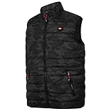 Lee Cooper LCVST708 abbigliamento da lavoro Mens Slim Fit Leggero Camo Stampa imbottito gilet antivento idrorepellente termica Bodywarmer Gilet, Nero Camo, X-Large