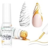 Set Di Smalti in Gel Liner - Colori Oro Argento Smalto per Unghie in Gel per Unghie Francesi, Bottiglia con Pennelli Fini per la Pittura Delle Unghie, Set Regalo per Donne