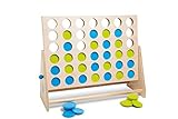 BS Toys Four Together - Gioco di Abilità per Bambini - Gioco da Tavolo per Feste di Compleanno dei Bambini - Adatto per Interni o Esterni - Da 6 Anni - Deluxe, Legno, Verde/Blu - 58,9 x 42,9 x 5,1 cm