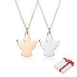 2 pezzi oro rosa Angelo Amicizia Collana Set per bambini ragazze coppia,in acciaio inox custode donna ciondolo catena d argento catene Hazel gioielli regali per BFF migliori amici battesimo compleanno