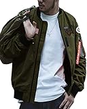 Onsoyours Giacca da Uomo Invernale Elegante Vintage Fashion Baseball Cappotti con Zip E Tasche Giubbotto Coat Casual Militare Bomber Jacket Cappotto B Army Green S