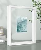 Afuly Cornice portafoto in vetro 13 x 18 cm, 10 x 15 cm, con sospensione o 20 x 25 cm, senza fluttuante, in legno, bianco, doppio vetro, idea regalo speciale