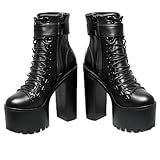 DEMONIA - Stivaletto con Tacco Gotico Diti - Stivali Nero Elegante in Pelle con Piattaforma da 6 cm e Tacco da 15 cm, Nero , 41 EU