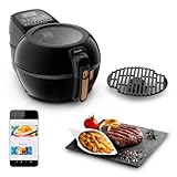 Tefal Actifry & Grill Genius Friggitrice senza olio Funzione grill, 9 menu automatici, griglia inclusa, libro di ricette digitale, prodotto in Francia, air fryer FZ775810, nero