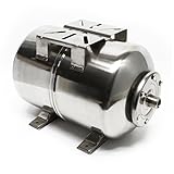 Wiltec Vaso di espansione 24 l orizzontale acciaio inox per impianti idrici, sistemi autoclave, membrana EPDM