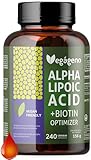 Acido Alfa Lipoico (ALA) + BIOTINA Optimizer 600 mg. 240 capsule vegetali. Fornitura di 4 mesi. Assorbimento massimo. Antiossidante naturale. Senza glutine. Non OGM. Adatto a vegani