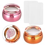 EBANKU 2 pcs Jelly Nail Art Stamper e 2 Raschietto, Nail Art Stamper Silicone Raschietti di Unghie Image Plate Strumenti per Manicure Fai Da Te（Rose Red&Oro）