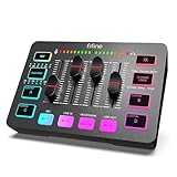 FIFINE Mixer Audio PC con Interfaccia XLR, RGB Streaming Gaming Audio Mixer, Controllo Individuale, Regolatore di Volume, Pulsante di Muto, Alimentazione Phantom 48V