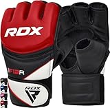 RDX MMA Guanti Grappling Arti Marziali Allenamento, Maya Hide Pelle, Palmo Aperto Imbottitura Guantoni, Gabbia Gloves Per Kickboxing Sparring Muay Thai Sacco Boxe Combattimento, Uomo Donna