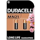 Batterie DURACELL MN21 (confezione da 2) alcaline specialistiche da 12 V (A23 / 23A / V23GA / LRV08 / 8LR932) – Lunga durata garantita – durata garantita fino a 5 anni in stoccaggio (non utilizzate)