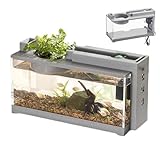 Acquario Da Tavolo, Mi-ni Acquario Betta Aquarium Starter, Con Pompa della acqua, Acquario Decorativo Retrò Silenzioso, Piccolo Acquario Per Pesci, Tartarughe, Gamberetti, PesciRossi, 31,5x13x16,5 CM