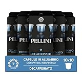 Pellini Decaffeinato 100 Capsule in Alluminio Compatibili Nespresso, Miscela di Caffè Arabica e Robusta con Sentori di Frutta Secca e Fichi, 10 Confezioni da 10 Capsule