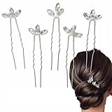 5 Pezzi Forcine per Capelli da Sposa con Strass per Donne e Ragazze, Accessori Capelli Sposa, Fermaglio Capelli Sposa Fermagli per Capelli da Cerimonia Gioielli per Capelli Acconciatura Sposa, Argento