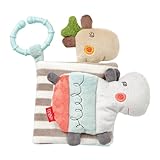 Libro tattile Fehn Loopy & Lotta libro passeggino in tessuto libro giocattolo per bambini con squeaker, sonaglio, carta frusciante e specchio libro in tessuto per neonati e bambini da 0+ mesi