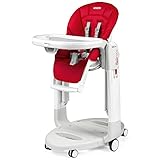 Peg Perego Tatamia follow me - Seggiolone Pappa Neonati Multifunzione, Sdraietta, Dondolo, 6 ruote, Pieghevole per Bambini da 0 a 3 Anni (0-15 kg), Fragola