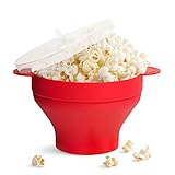 Gearmax Microwave Popcorn Popper Sturdy Convenient Handles, Silicone Popcorn Maker, Collapsible Bowl with Lid