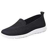 da Donna Comode Casual Traspiranti Leggere Tinta Unita Autunno E Inverno Scarpa Tacco Mocassini Senza Lacci Fitness Mesh Comode Scarpa Sportive Traspirante Sneakers (Black, 40)