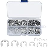 Ewwtrey 200 Pezzi Set di Anelli Elastici di Sicurezza in Acciaio Inox, Scatto Esterna E-clip Anello Seeger di Sicurezza, E Clips per Officina - M1.5/M2/M3/M4/M5/M6/M7/M8/M9/M10