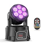 7X15W Teste Mobili LED Wash Testa Mobile dmx512 RGBW 4 in 1 Luci da Discoteca Palco Luce di Scena con Telecomando per DJ bar KTV Feste Spettacoli Concerti-Nuova Versione